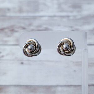 Vintage Screw On Earrings 5/8" Swirl - Gold Tone with Heavy Silvering